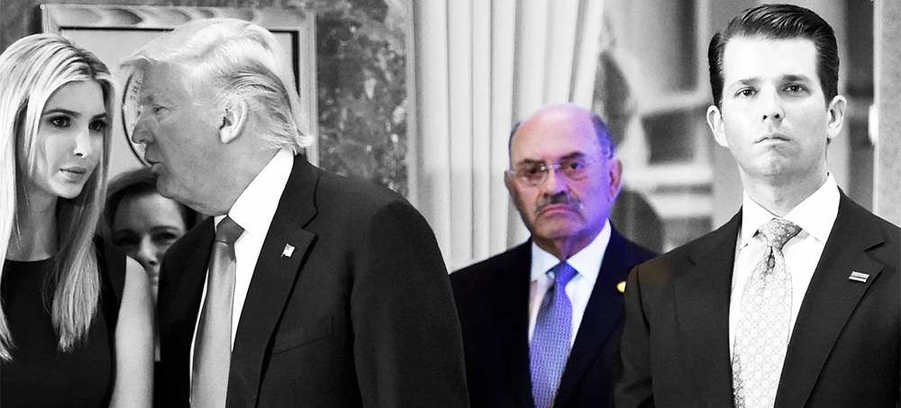 Ivanka, Donald and Donald Jr. Trump with Allen Weisselberg at a press conference at Trump Tower. (photo: Timothy A. Clary/AFP/Getty Images)