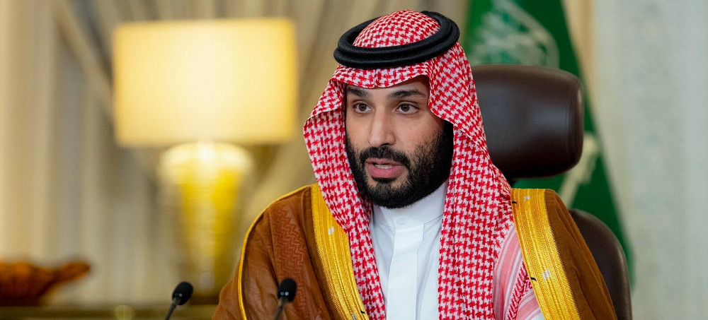 Saudi Crown Prince Mohammed bin Salman attends the opening of the Saudi Green Initiative Forum via video link in Riyadh, Saudi Arabia, on Oct. 23, 2021. (photo: Getty)