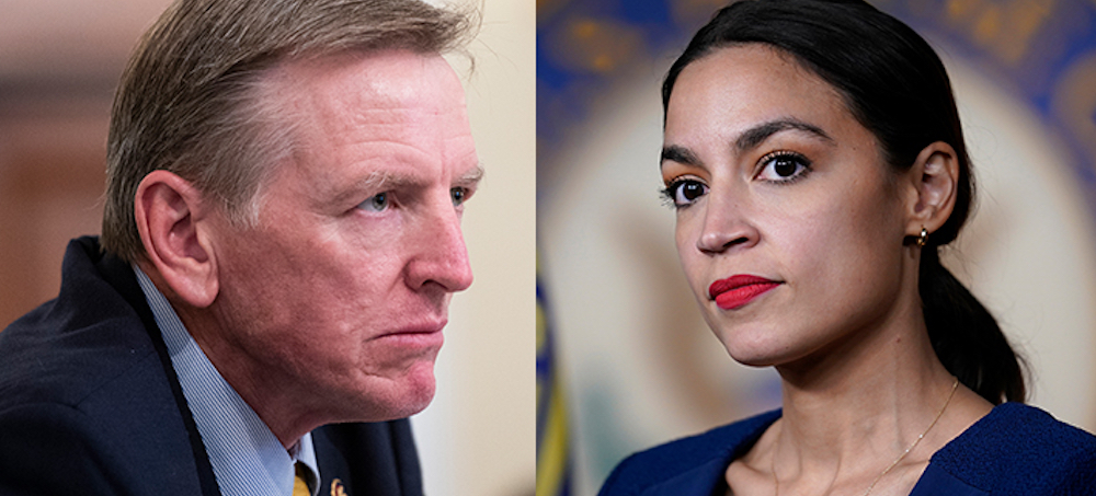 Left: Rep. Paul Gosar, R-AZ. (photo: Bill Clark/AP) Right: U.S. Rep. Alexandria Ocasio-Cortez, D-NY. (photo: J. Scott Applewhite/AP)