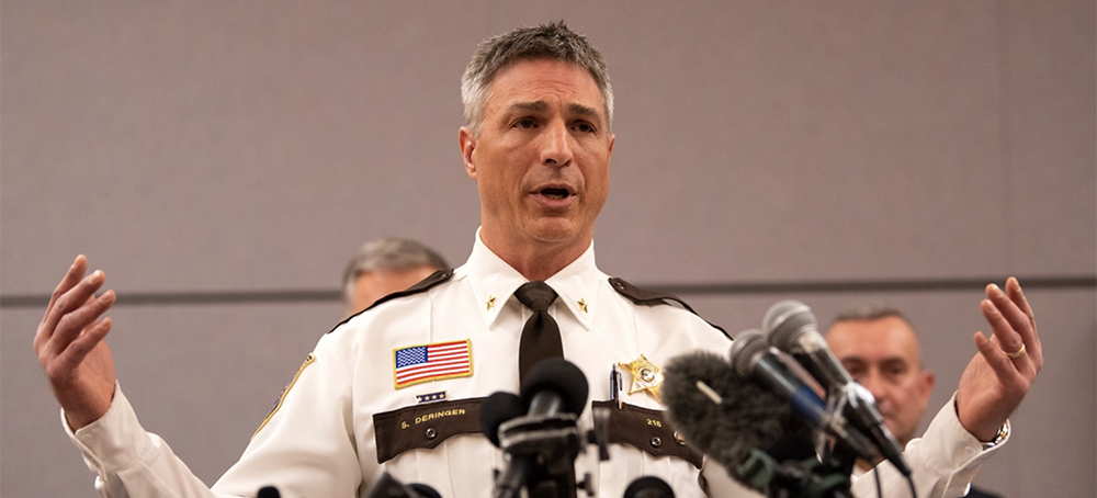 Wright County Sheriff Sean Derringer speaks during a press conference. (photo: Stephen Maturen/Getty Images)