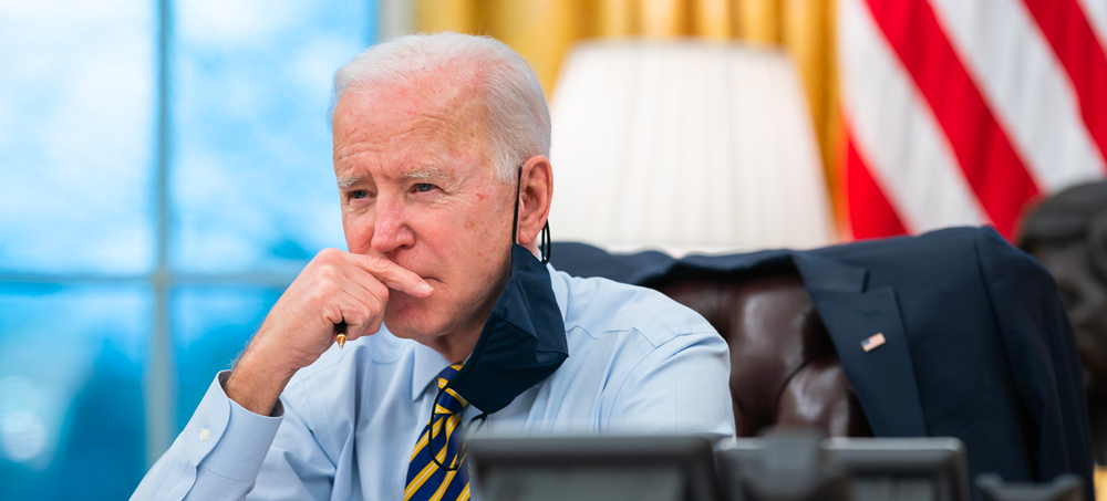 President Joe Biden in the Oval Office, Feb. 16, 2021. (photo: White House/Lawrence Jackson)