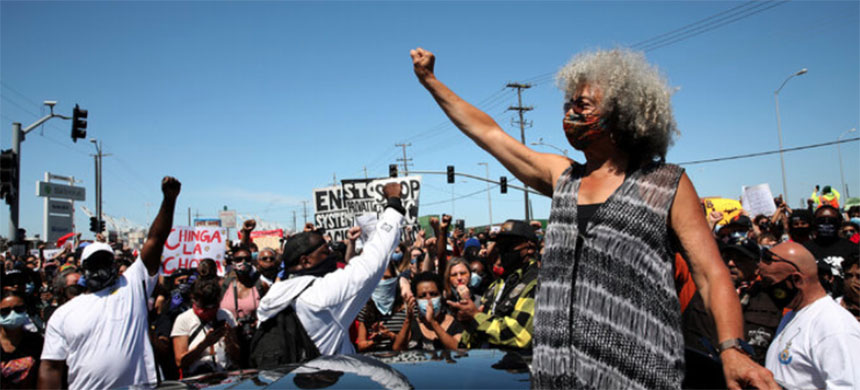 Davis at a Juneteenth rally and dockworker shutdown at the Port of Oakland, in Oakland, California, June 19, 2020. (photo: Yalonda M. James/San Francisco Chronicle/AP)
