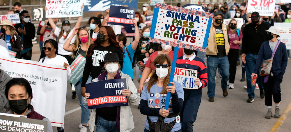 A march to protect voting rights. (photo: Rebecca Noble/NYT)