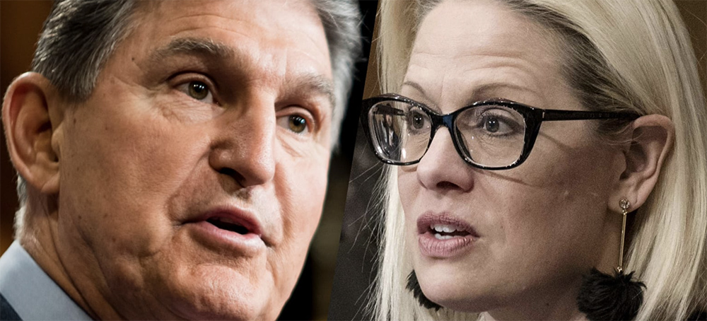 Senators Kyrsten Sinema of Arizona and Joe Manchin III of West Virginia. (photo: Getty Images)