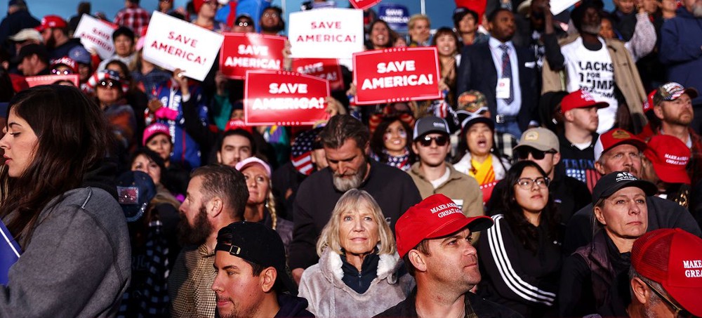 Supporters gather at a rally by former President Donald Trump at the Canyon Moon Ranch festival grounds on January 15, 2022 in Florence, Arizona. (photo: Mario Tama/Getty)
