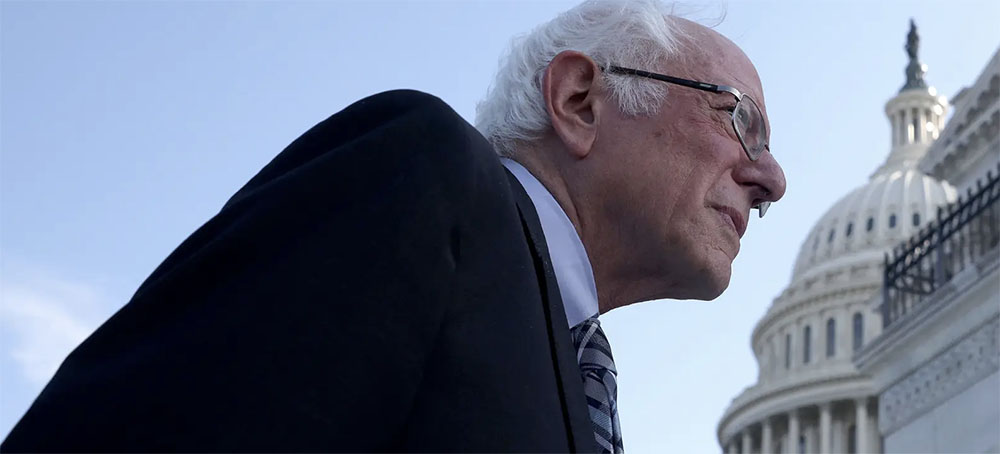 Sen. Bernie Sanders arrives at the Capitol after meeting with President Joe Biden at the White House in Washington, on July 12, 2021. (photo: Win McNamee/Getty Images)