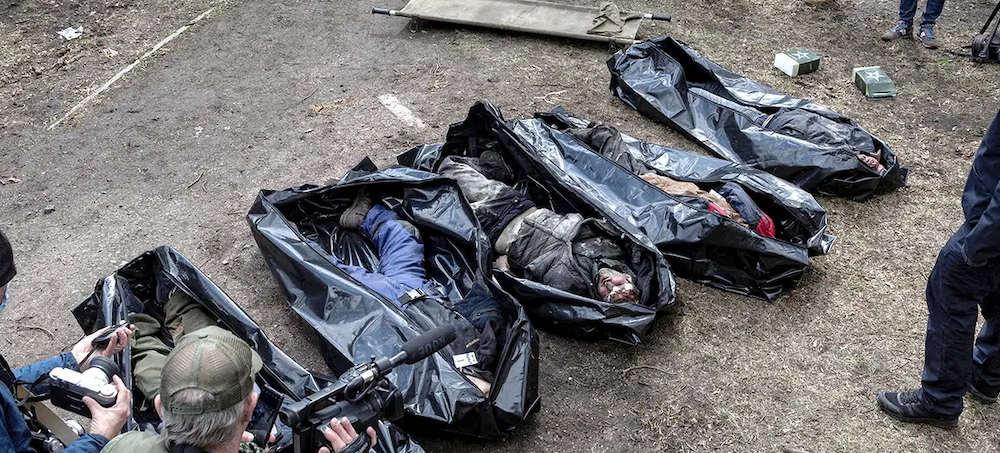 Officials and residents from Bucha, Ukraine, say that at least 300 civilians were killed by Russian troops before withdrawing from Kyiv region. (photo: Insider)