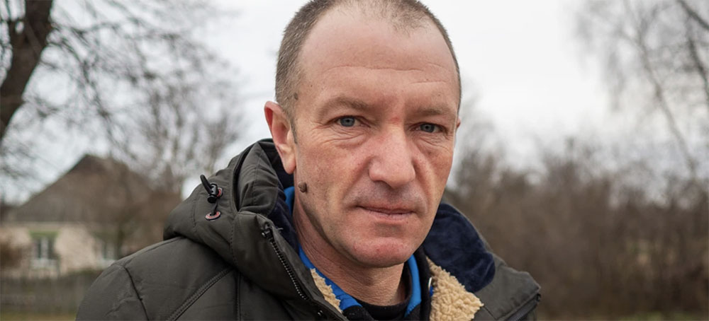 Yuri Patsan, a 42-year-old mechanic who witnessed possible war crimes in the town of Havronshchyna, Ukraine. (photo: Mo Abbas/NBC News)