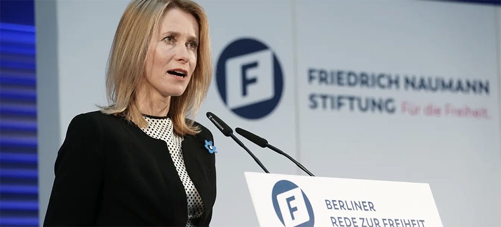 Kaja Kallas giving a speech at the Friedrich Naumann Stiftung in Berlin. (photo: Government Office)