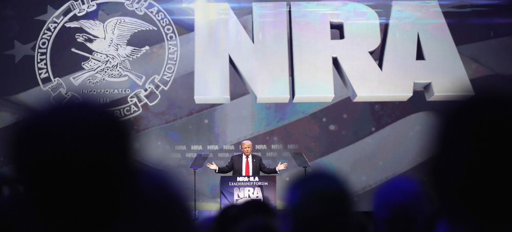 Donald Trump speaks at the National Rifle Association's 2016 convention. (photo: Scott Olson/Getty)