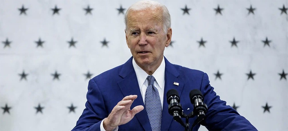 Biden on Friday during a visit to CIA headquarters in Langley, Virginia to mark the agency’s 75th anniversary. (photo: Samuel Corum/AFP/Getty Images)