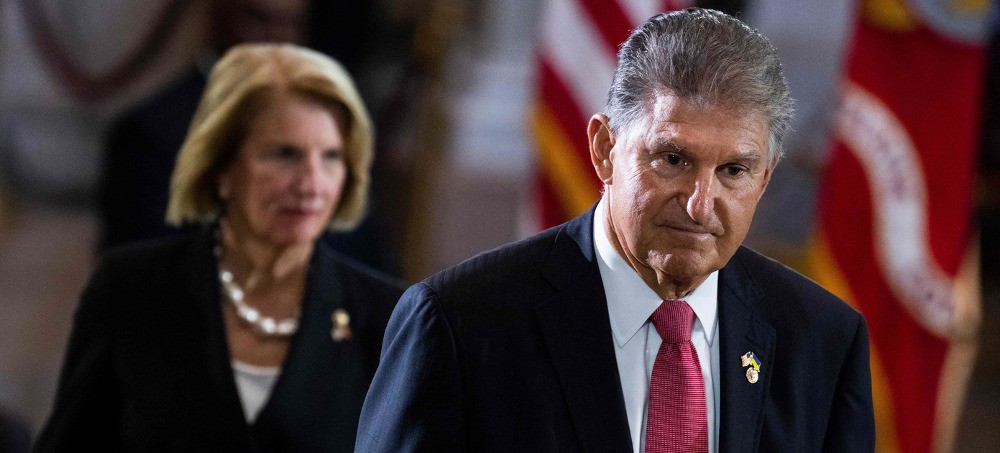 Sen. Joe Manchin, D-WV, seen here Thursday, has delivered another blow to Democrats' prospects to pass a spending bill. (photo: Tom Williams/Getty)