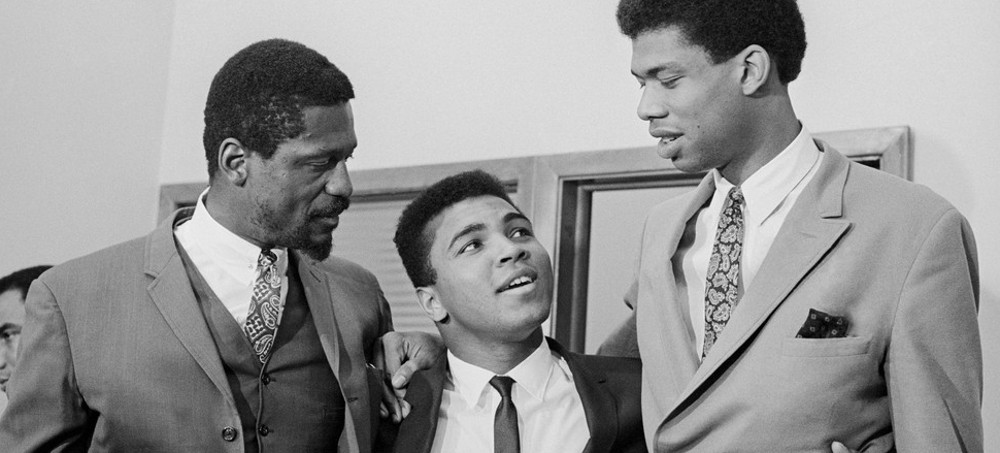 Bill Russell, Muhammad Ali, and Kareem Abdul-Jabbar in 1967 (photo: Getty)