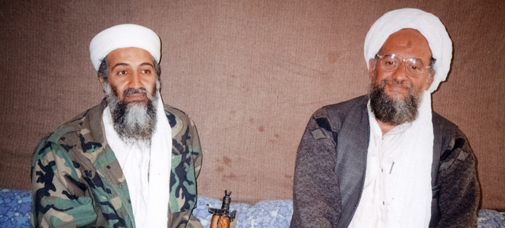Osama bin Laden, left, sits with Ayman al-Zawahiri circa Nov. 10, 2001, at an undisclosed location in Afghanistan. (photo: Getty)