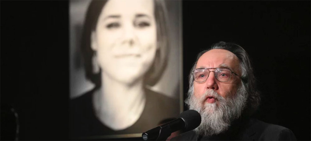 Alexander Dugin attends a farewell ceremony of his daughter Daria Dugina, who was killed in a car bomb explosion in Moscow on August 23. (photo: Dmitry Serebryakov/AP)