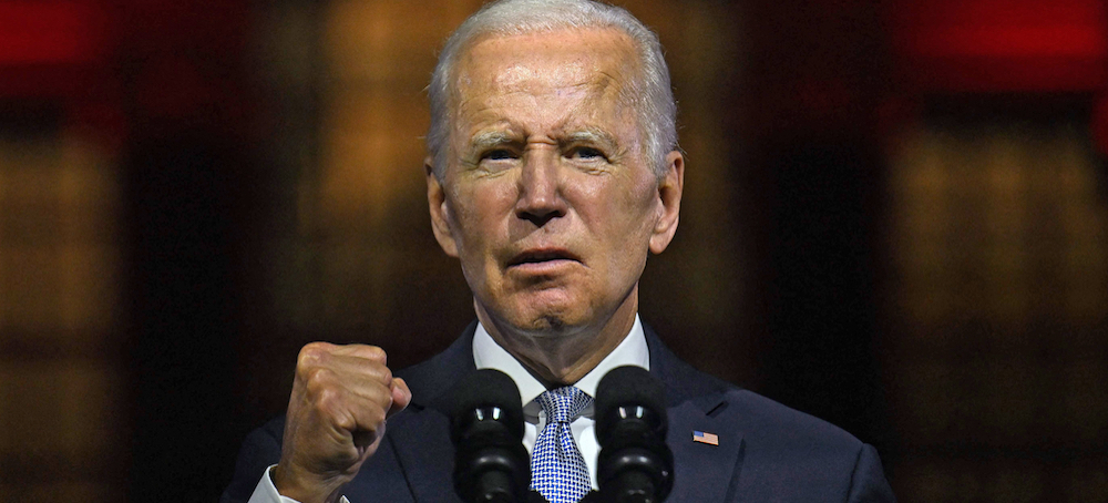 President Joe Biden speaks outside Independence National Historical Park in Philadelphia, Pennsylvania. (photo: NBC)