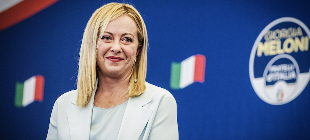 Giorgia Meloni, leader of Fratelli d'Italia, or Brothers of Italy, party during a press conference in Rome on Sept. 26, 2022. (photo: Valeria Ferraro/SOPA Images/LightRocket/Getty Images)