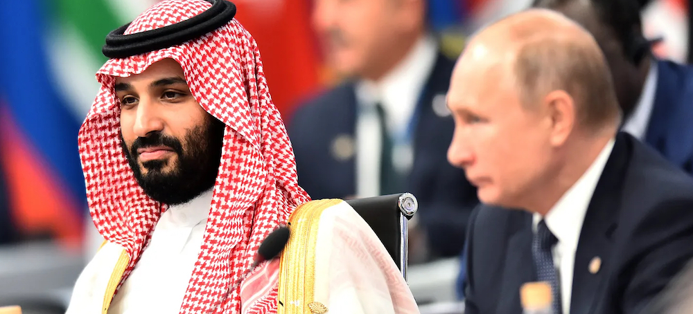 Saudi Arabia's Crown Prince Mohammed bin Salman and Russian president Vladimir Putin meet at the G20 Summit in 2018. (photo: Amilcar Orfali/Getty Images)