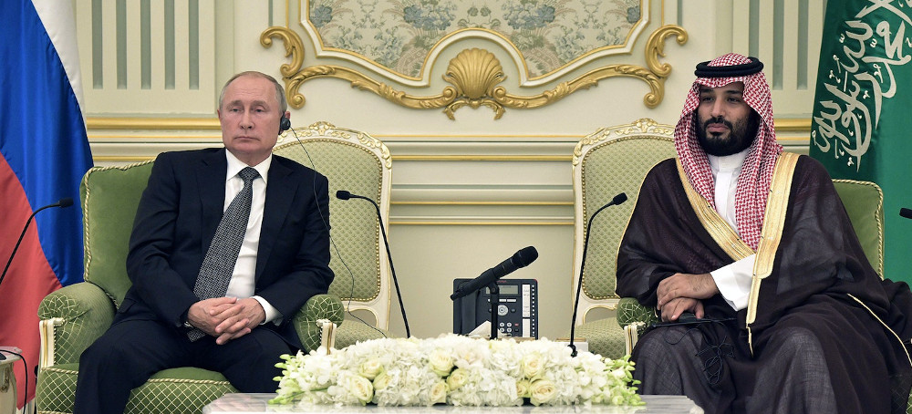 Russian president Vladimir Putin meets with Saudi Arabia’s Crown Prince Mohammed bin Salman in Riyadh, Saudi Arabia, on Oct. 14, 2019. (photo: Alexey Nikolsky/Getty)