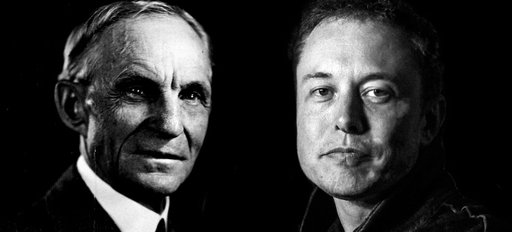 Henry Ford, left, and Elon Musk, right. (image: Elise Swain/The Intercept/Getty Images)