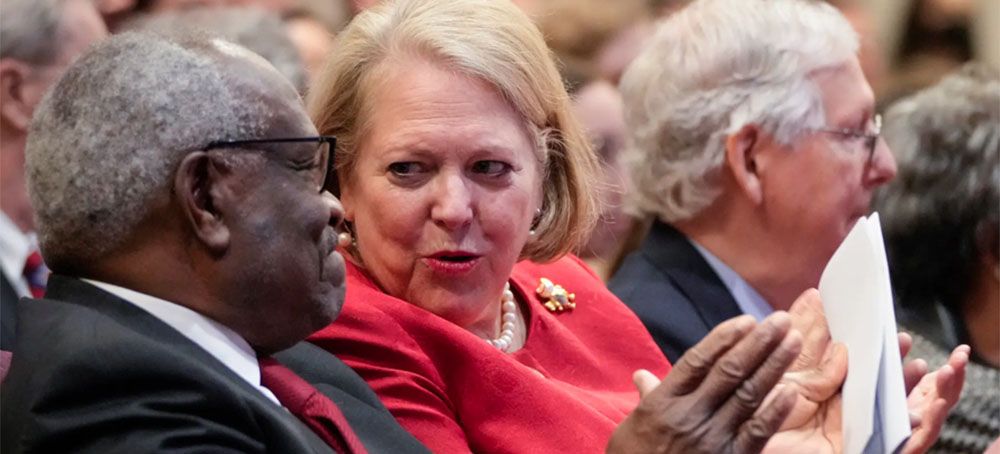 The congressional committee investigating the Jan. 6 attack obtained 29 text messages between Ginni Thomas, above, and the White House chief of staff. (photo: Drew Angerer/NYT)