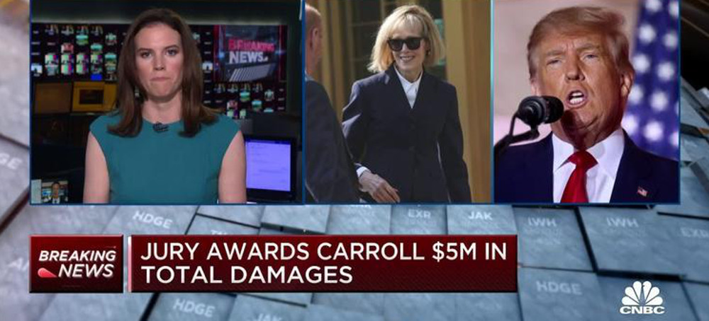 Trump was found liable for having sexually abused and then libeled writer E. Jean Carroll. (photo: CNBC) 