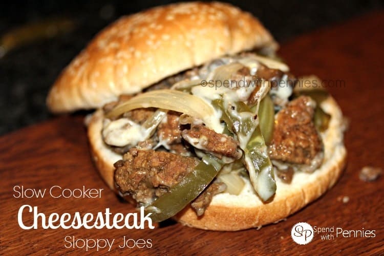 Slow Cooker Philly Cheesesteak Sloppy Joes (made with ground beef)! These are simple to make... if you love Philly Cheesesteak, you will definitely love this recipe!!
