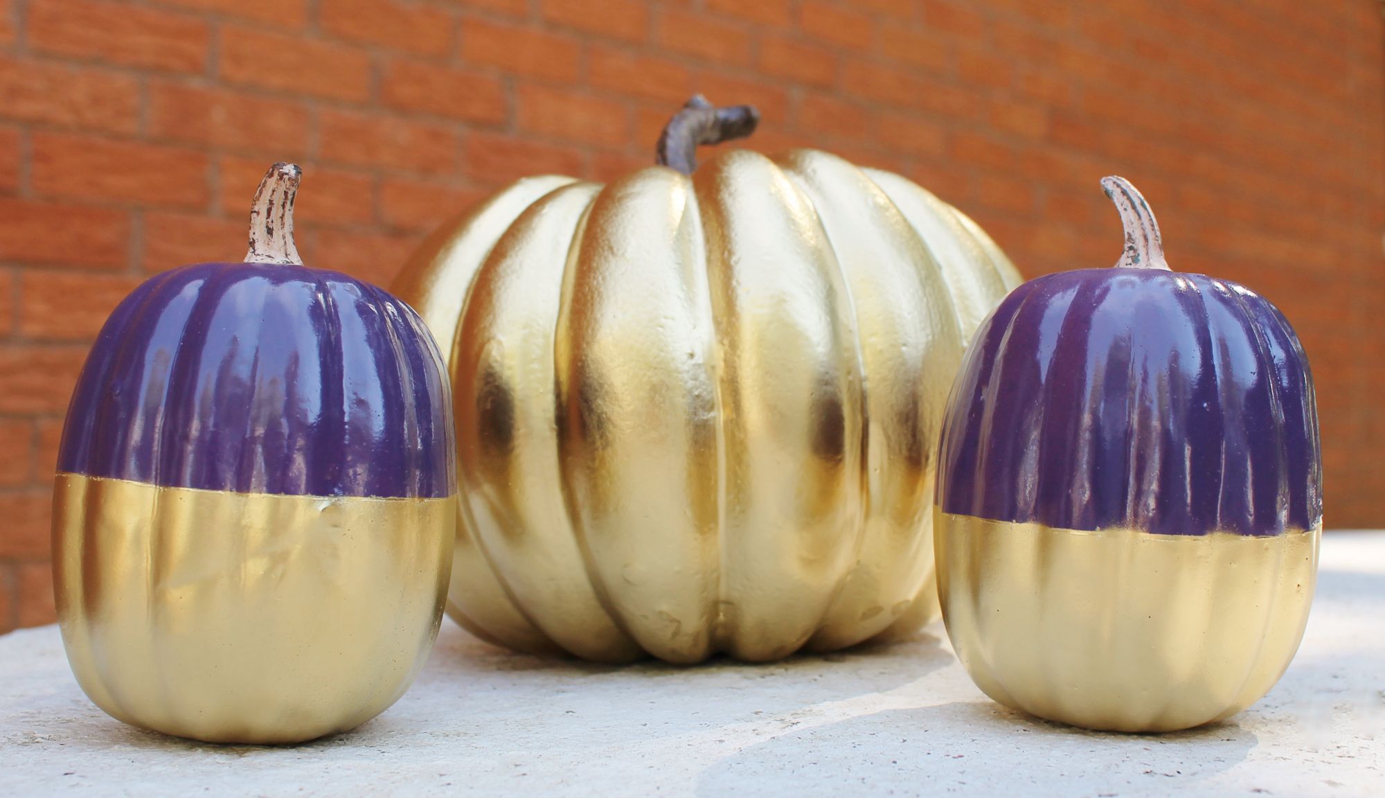 DIY Dipped Painted Pumpkins 3 pumpkins