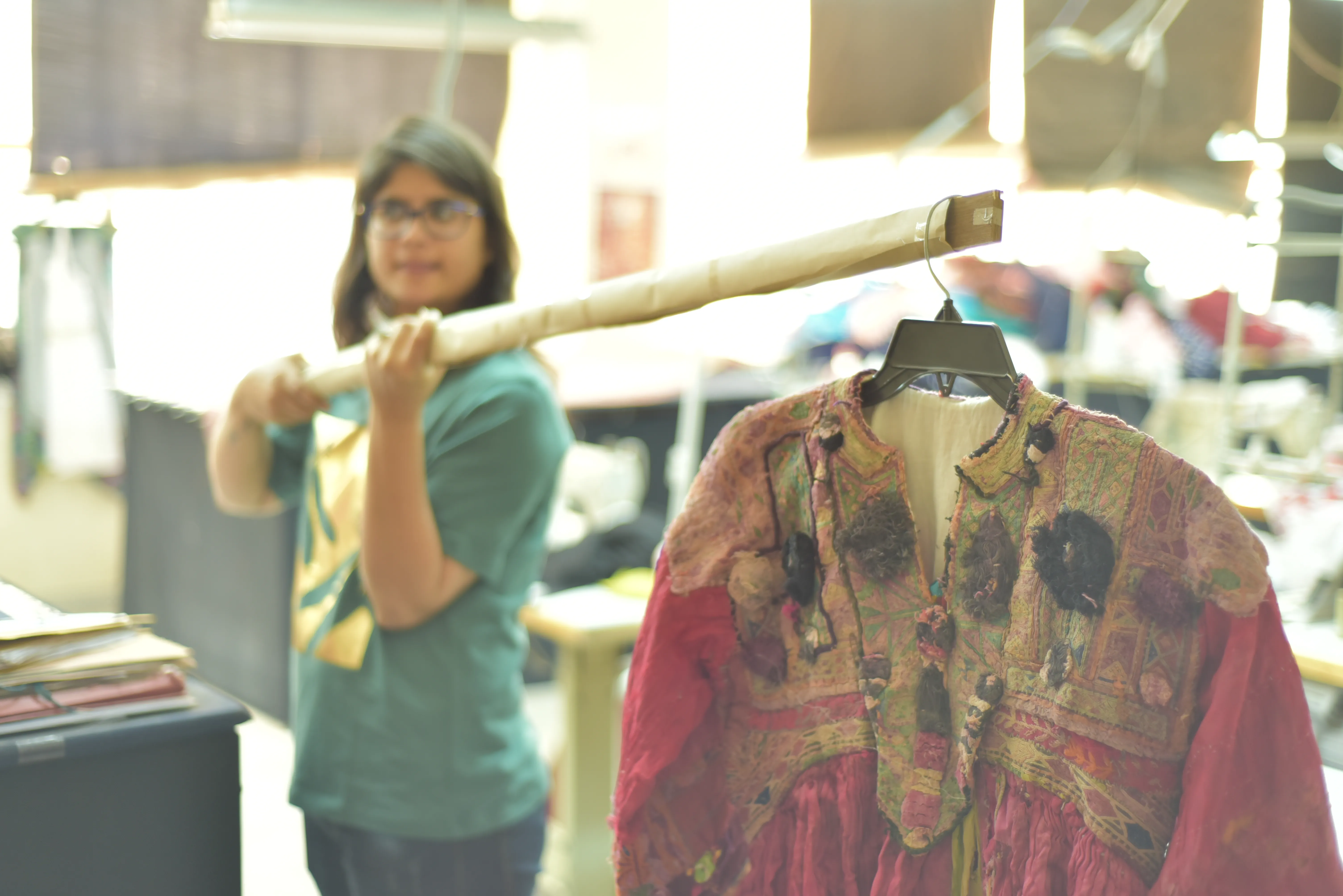 Restoration work on Kakrai Kameez, the traditional attire of Pashtun women.