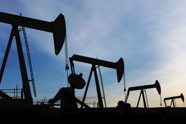 Oil pumpjack silhouettes