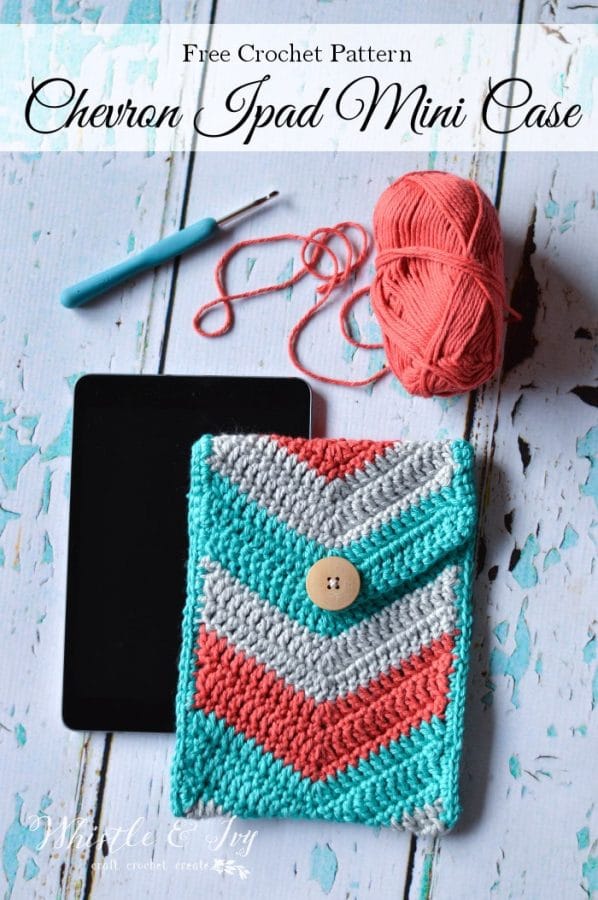 Free Crochet Pattern: Crochet Chevron iPad Mini Case | Crochet this adorable chevron pouch for your iPad! Easily size up or down for all your devices. 