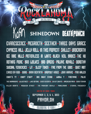 ROCKLAHOMA 2022 Band Lineup Announced: Korn, Five Finger Death Punch, Shinedown & Many More Sept 2-4 In Pryor, OK