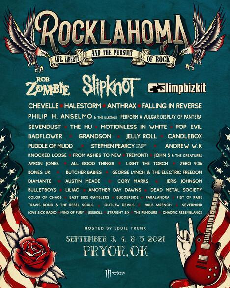 Rocklahoma 2021: Slipknot, Limp Bizkit, Rob Zombie, Chevelle, Halestorm, Anthrax & Many More; This Year Celebrates America's Biggest Labor Day Weekend Party September 3, 4 & 5 in Pryor, OK