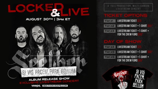 SEETHER Announces Worldwide Livestream Concert Event August 30 To Celebrate Release Of New Album Si Vis Pacem, Para Bellum; Ticket Packages On Sale Now