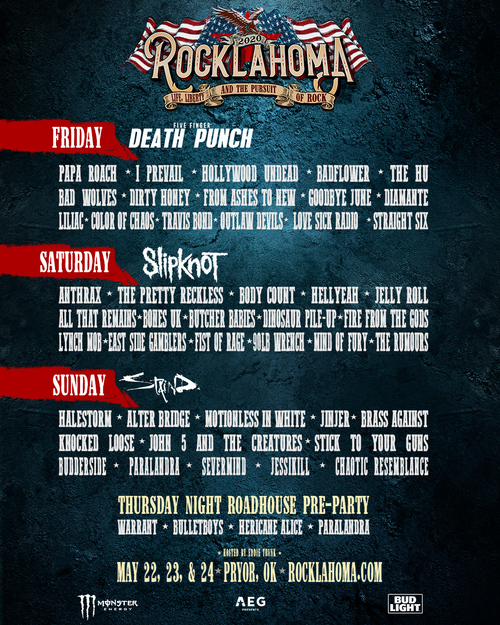 Rocklahoma Announces Daily Band Lineups & Music Additions; Single Day Passes On Sale Now!