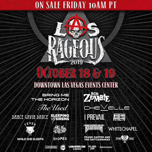 3rd Annual LAS RAGEOUS Music Festival Announces Music Lineup & Onsite Activations With Rob Zombie, Bring Me The Horizon, Chevelle, The Used & More, 10/18 & 10/19 At The Downtown Las Vegas Events Center